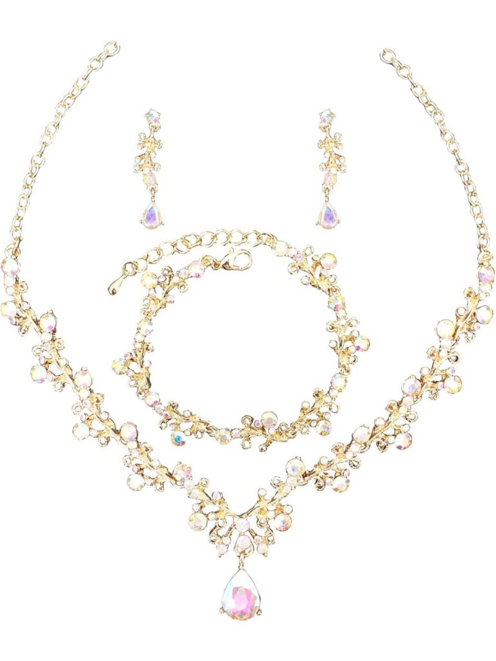 Elegant 3-Piece Austrian Crystal Jewelry Set - Necklace, Dangle Earrings